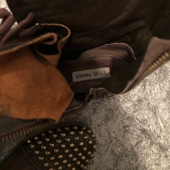 Steve Madden leather studded combat boots - Picture 4 of 4